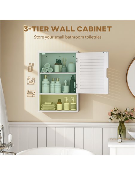 HOMCOM Bathroom Cabinet, Wall Mounted Storage Cabinet with Adjustable Shelves, 40 x 20 x 60 cm, White - pic 185147 | FastDaddyshop