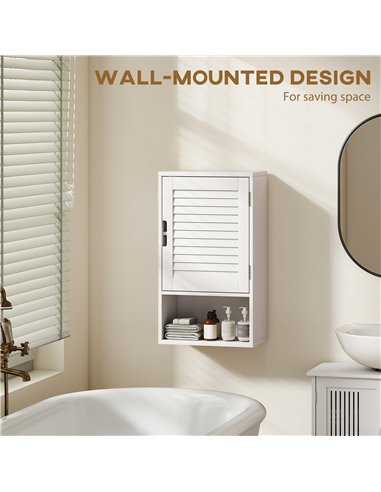 HOMCOM Bathroom Cabinet, Wall Mounted Storage Cabinet with Adjustable Shelves, 40 x 20 x 60 cm, White