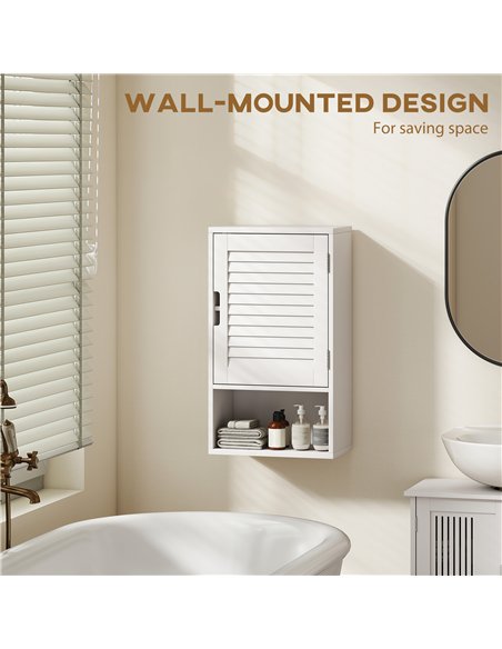 HOMCOM Bathroom Cabinet, Wall Mounted Storage Cabinet with Adjustable Shelves, 40 x 20 x 60 cm, White - pic 185149 | FastDaddyshop