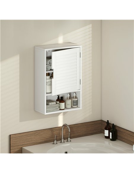 HOMCOM Bathroom Cabinet, Wall Mounted Storage Cabinet with Adjustable Shelves, 40 x 20 x 60 cm, White - pic 185151 | FastDaddyshop