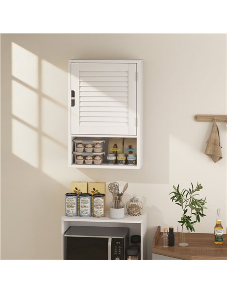 HOMCOM Bathroom Cabinet, Wall Mounted Storage Cabinet with Adjustable Shelves, 40 x 20 x 60 cm, White - pic 185152 | FastDaddyshop