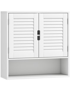 HOMCOM Bathroom Cabinet, Wall Mounted Storage Cabinet with Adjustable Shelves, 60 x 20 x 60 cm, White