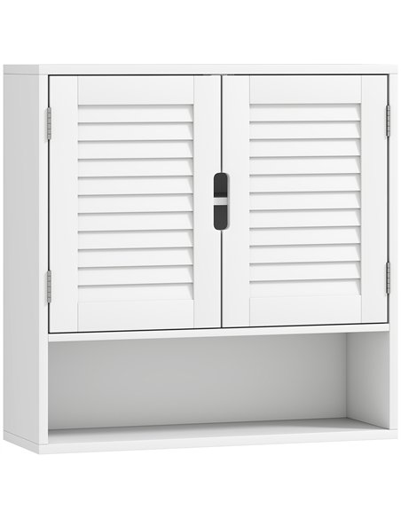 HOMCOM Bathroom Cabinet, Wall Mounted Storage Cabinet with Adjustable Shelves, 60 x 20 x 60 cm, White - pic 185153 | FastDaddyshop