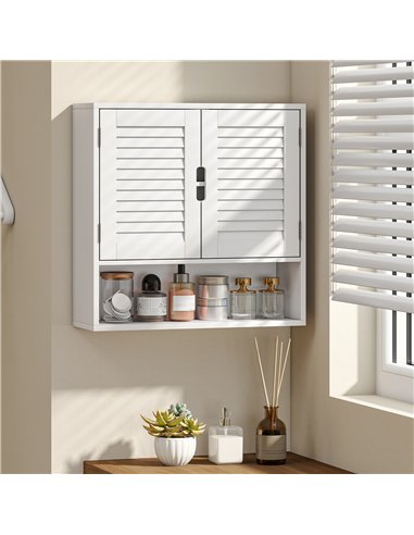 HOMCOM Bathroom Cabinet, Wall Mounted Storage Cabinet with Adjustable Shelves, 60 x 20 x 60 cm, White
