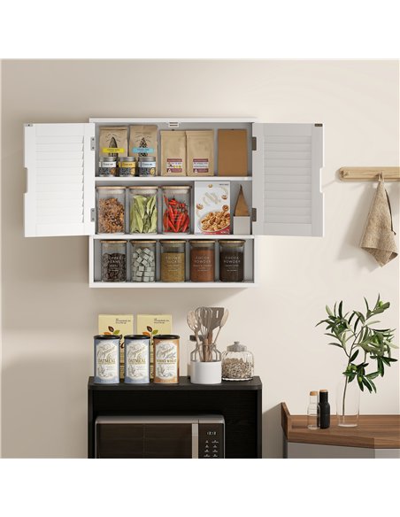 HOMCOM Bathroom Cabinet, Wall Mounted Storage Cabinet with Adjustable Shelves, 60 x 20 x 60 cm, White - pic 185160 | FastDaddyshop