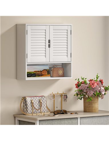 HOMCOM Bathroom Cabinet, Wall Mounted Storage Cabinet with Adjustable Shelves, 60 x 20 x 60 cm, White