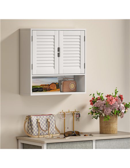 HOMCOM Bathroom Cabinet, Wall Mounted Storage Cabinet with Adjustable Shelves, 60 x 20 x 60 cm, White - pic 185161 | FastDaddyshop
