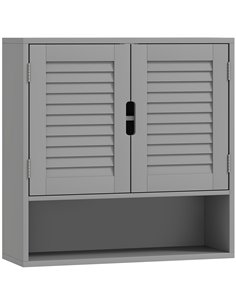 HOMCOM Bathroom Cabinet, Wall Mounted Storage Cabinet with Adjustable Shelves, 60 x 20 x 60 cm, Grey