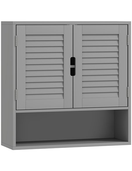 HOMCOM Bathroom Cabinet, Wall Mounted Storage Cabinet with Adjustable Shelves, 60 x 20 x 60 cm, Grey - pic 185162 | FastDaddyshop