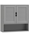 HOMCOM Bathroom Cabinet, Wall Mounted Storage Cabinet with Adjustable Shelves, 60 x 20 x 60 cm, Grey