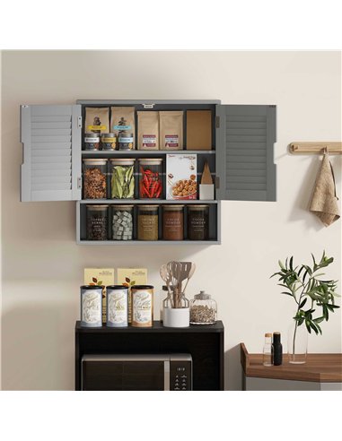 HOMCOM Bathroom Cabinet, Wall Mounted Storage Cabinet with Adjustable Shelves, 60 x 20 x 60 cm, Grey