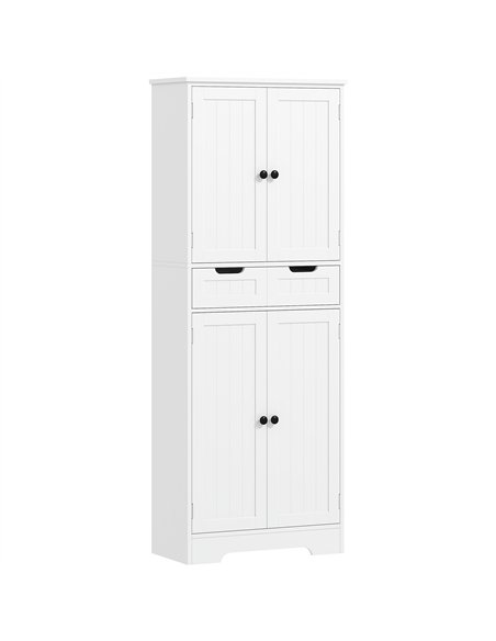 HOMCOM Tall Bathroom Cabinet, Freestanding Bathroom Storage Cabinet with Drawer, Shelves and Doors, 60 x 30 x 160 cm, White - pic 185171 | FastDaddyshop