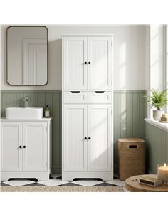 HOMCOM Tall Bathroom Cabinet, Freestanding Bathroom Storage Cabinet with Drawer, Shelves and Doors, 60 x 30 x 160 cm, White 2