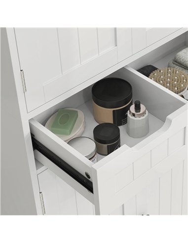 HOMCOM Tall Bathroom Cabinet, Freestanding Bathroom Storage Cabinet with Drawer, Shelves and Doors, 60 x 30 x 160 cm, White
