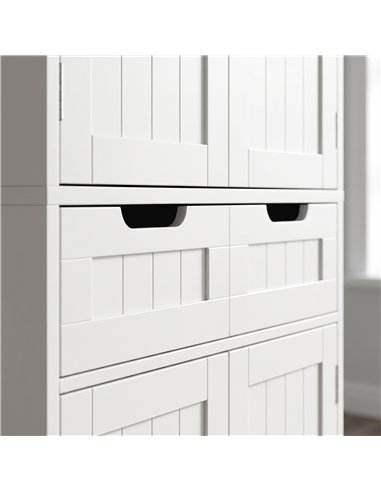 HOMCOM Tall Bathroom Cabinet, Freestanding Bathroom Storage Cabinet with Drawer, Shelves and Doors, 60 x 30 x 160 cm, White