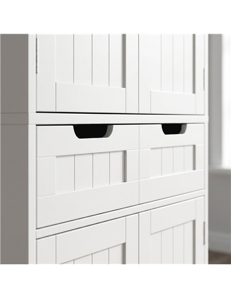 HOMCOM Tall Bathroom Cabinet, Freestanding Bathroom Storage Cabinet with Drawer, Shelves and Doors, 60 x 30 x 160 cm, White - pic 185179 | FastDaddyshop