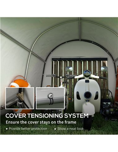 Outsunny 3 x 3(m) Garden Storage Tent, Heavy Duty Outdoor Shed, Waterproof Portable Shed Storage Shelter with Galvanised Steel F