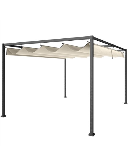 Outsunny 3x2m Metal Pergola with Retractable Roof, Garden Gazebo Canopy Shelter for Outdoor, Patio, Cream White - pic 185189 | FastDaddyshop