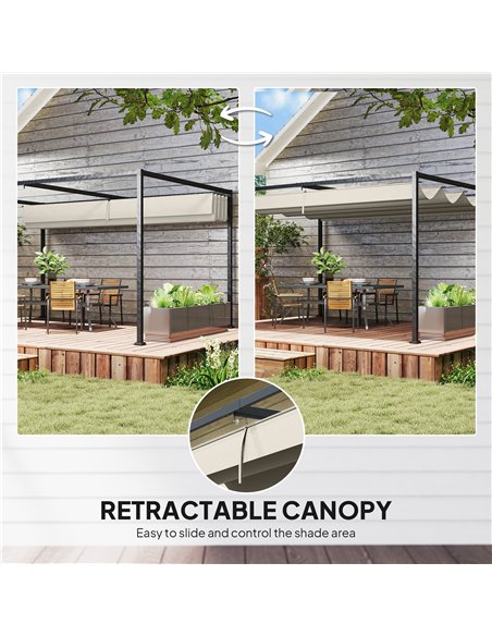 Outsunny 3x2m Metal Pergola with Retractable Roof, Garden Gazebo Canopy Shelter for Outdoor, Patio, Cream White - pic 185192 | FastDaddyshop