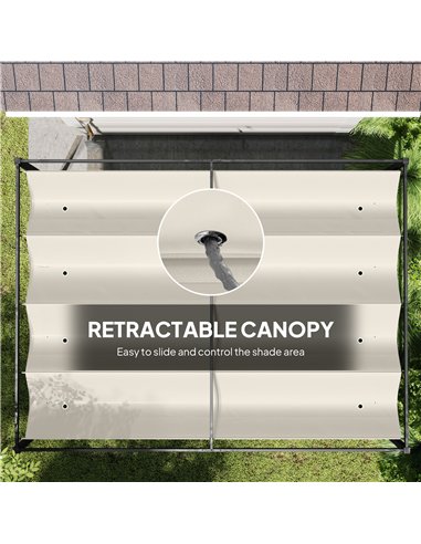 Outsunny 3x2m Metal Pergola with Retractable Roof, Garden Gazebo Canopy Shelter for Outdoor, Patio, Cream White