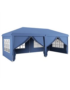Outsunny 3 x 6m Pop-Up Gazebo, with Curtain Walls and Windows - Blue