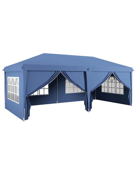 Outsunny 3 x 6m Pop-Up Gazebo, with Curtain Walls and Windows - Blue - pic 185198 | FastDaddyshop