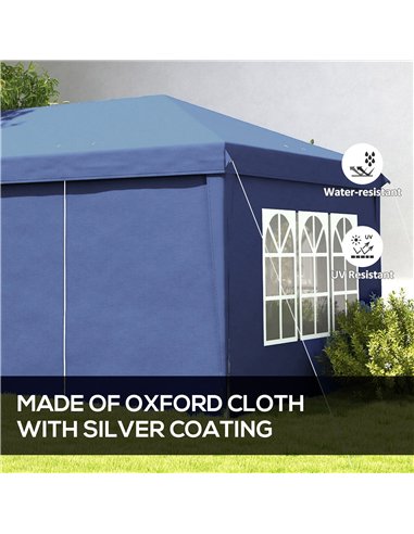 Outsunny 3 x 6m Pop-Up Gazebo, with Curtain Walls and Windows - Blue