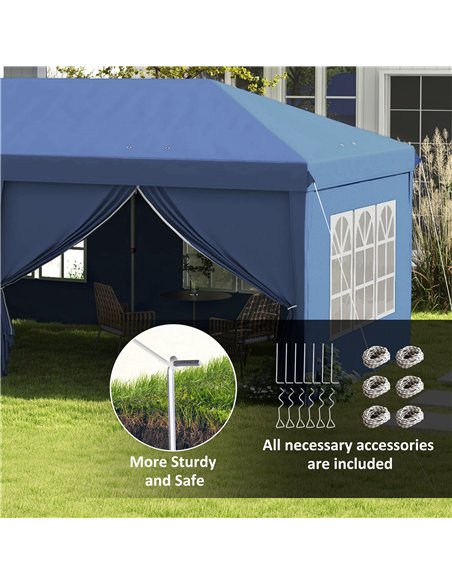 Outsunny 3 x 6m Pop-Up Gazebo, with Curtain Walls and Windows - Blue - pic 185203 | FastDaddyshop
