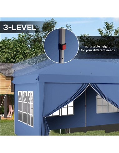 Outsunny 3 x 6m Pop-Up Gazebo, with Curtain Walls and Windows - Blue