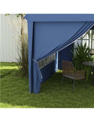 Outsunny 3 x 6m Pop-Up Gazebo, with Curtain Walls and Windows - Blue