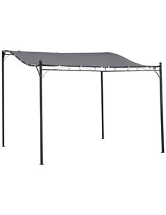 Outsunny Garden Gazebo Awning 3x3m Freestanding Metal Wall Awning Canopy Grey