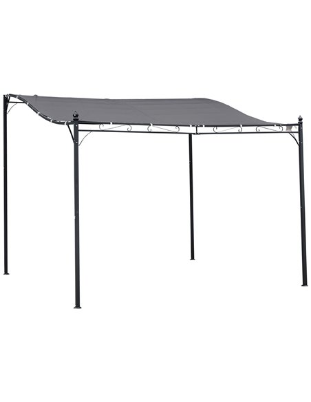 Outsunny Garden Gazebo Awning 3x3m Freestanding Metal Wall Awning Canopy Grey - pic 18521 | FastDaddyshop