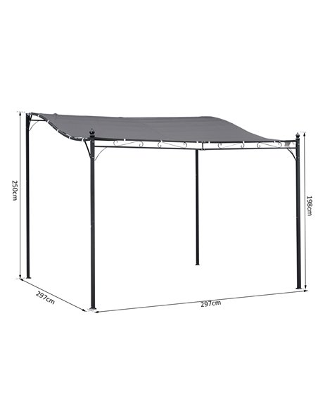 Outsunny Garden Gazebo Awning 3x3m Freestanding Metal Wall Awning Canopy Grey - pic 18523 | FastDaddyshop