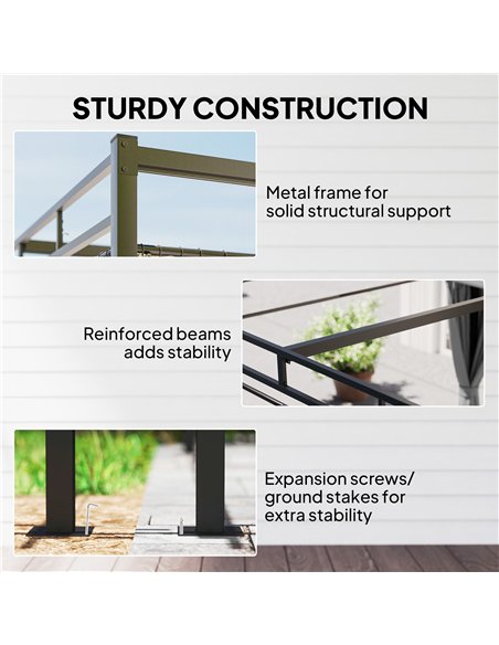 Outsunny 3 x 3 m Pergola with Retractable Roof Canopy and Curtains, UPF30+ Metal Frame Garden Pergola Gazebo Sun Shade, Dark Gre - pic 185248 | FastDaddyshop