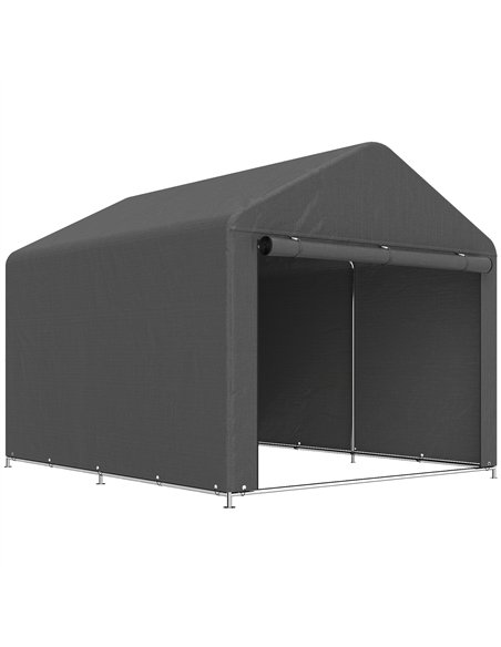 Outsunny 6.6 x 7.8ft Outdoor Garden Storage Shed, Waterproof Bike Tent with Roll-up Zipper Door, Galvanised Metal Frame, Portabl - pic 185261 | FastDaddyshop