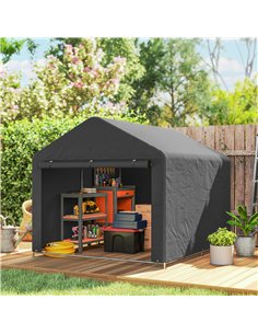 Outsunny 6.6 x 7.8ft Outdoor Garden Storage Shed, Waterproof Bike Tent with Roll-up Zipper Door, Galvanised Metal Frame, Portabl 2