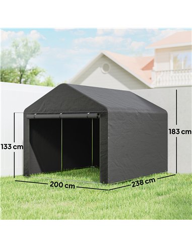 Outsunny 6.6 x 7.8ft Outdoor Garden Storage Shed, Waterproof Bike Tent with Roll-up Zipper Door, Galvanised Metal Frame, Portabl