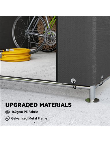 Outsunny 6.6 x 7.8ft Outdoor Garden Storage Shed, Waterproof Bike Tent with Roll-up Zipper Door, Galvanised Metal Frame, Portabl