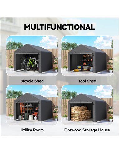 Outsunny 6.6 x 7.8ft Outdoor Garden Storage Shed, Waterproof Bike Tent with Roll-up Zipper Door, Galvanised Metal Frame, Portabl