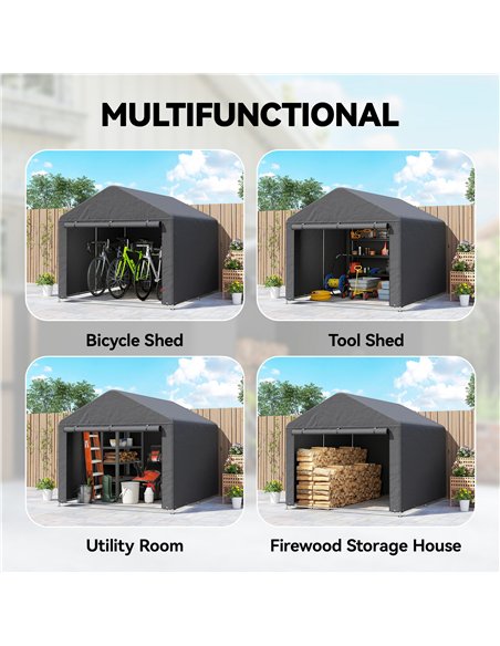 Outsunny 6.6 x 7.8ft Outdoor Garden Storage Shed, Waterproof Bike Tent with Roll-up Zipper Door, Galvanised Metal Frame, Portabl - pic 185266 | FastDaddyshop