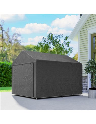 Outsunny 6.6 x 7.8ft Outdoor Garden Storage Shed, Waterproof Bike Tent with Roll-up Zipper Door, Galvanised Metal Frame, Portabl