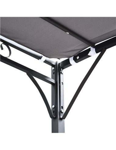 Outsunny Garden Gazebo Awning 3x3m Freestanding Metal Wall Awning Canopy Grey