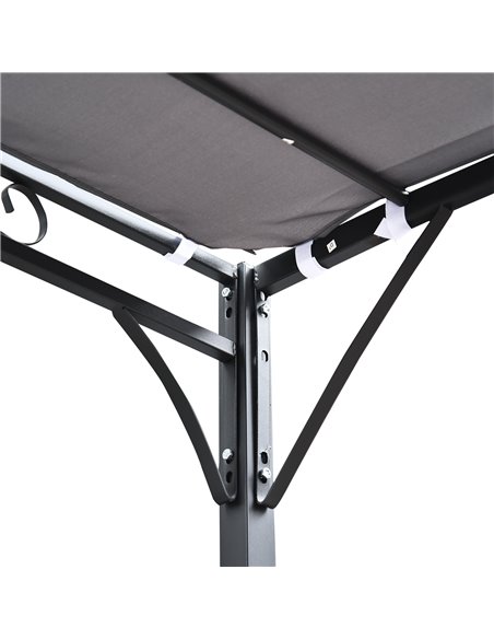 Outsunny Garden Gazebo Awning 3x3m Freestanding Metal Wall Awning Canopy Grey - pic 18527 | FastDaddyshop
