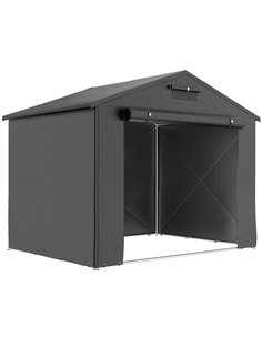 Outsunny 8 x 6 ft Outdoor Garden Storage Shed, Waterproof Bike Tent with Roll-Up Zipper Door