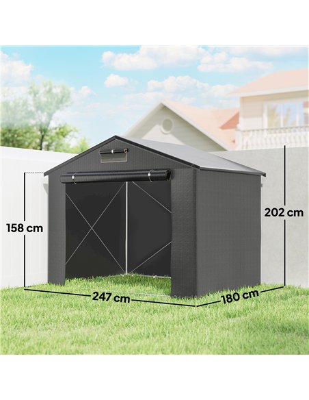 Outsunny 8 x 6 ft Outdoor Garden Storage Shed, Waterproof Bike Tent with Roll-Up Zipper Door - pic 185272 | FastDaddyshop
