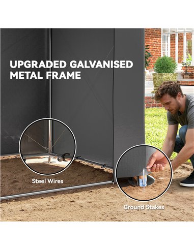 Outsunny 8 x 6 ft Outdoor Garden Storage Shed, Waterproof Bike Tent with Roll-Up Zipper Door