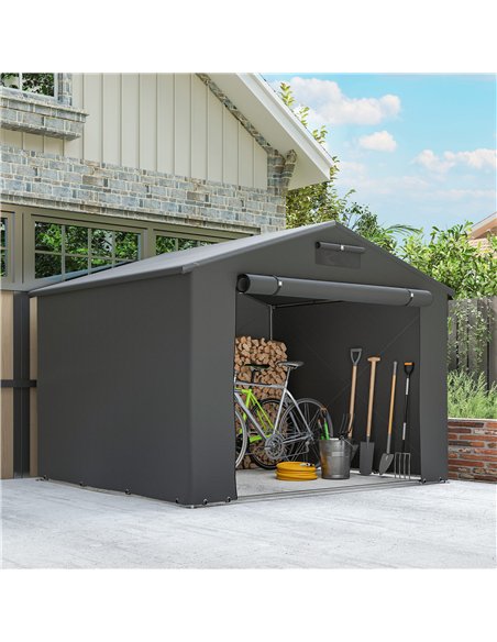 Outsunny 8 x 6 ft Outdoor Garden Storage Shed, Waterproof Bike Tent with Roll-Up Zipper Door - pic 185278 | FastDaddyshop