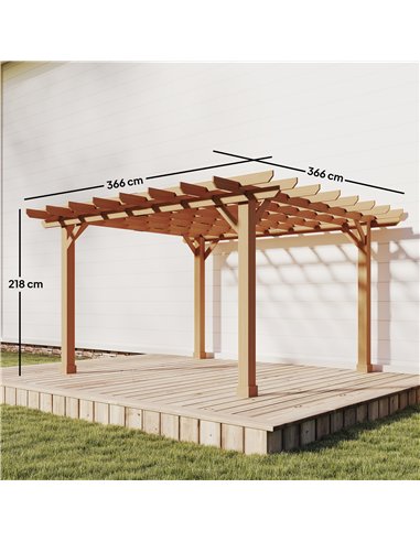 Outsunny Graden Pergola Kit, Wooden Pergola Gazebo Grape Trellis with Stable Structure, 3.6 x 3.6m, Dark Brown