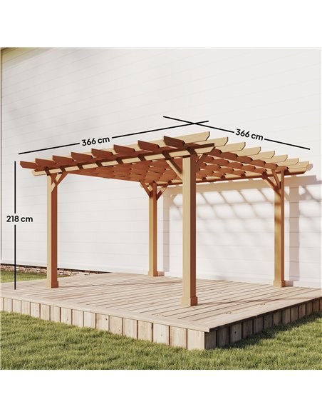 Outsunny Graden Pergola Kit, Wooden Pergola Gazebo Grape Trellis with Stable Structure, 3.6 x 3.6m, Dark Brown - pic 185281 | FastDaddyshop
