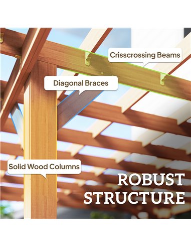 Outsunny Graden Pergola Kit, Wooden Pergola Gazebo Grape Trellis with Stable Structure, 3.6 x 3.6m, Dark Brown